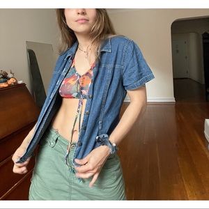 “EXPRESSIONS” Blue Jean Button Up | Short Sleeve Shirt